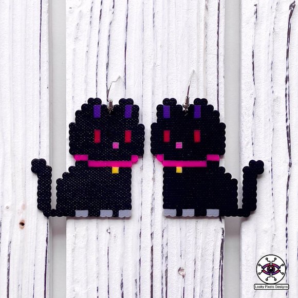 Halloween Perler Earrings | Mario Boo Ghost | Pumpkin | Black Cat | Black Widow - Picture 7 of 14